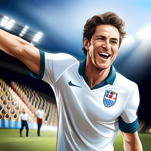 Um jogador de futebol feliz por vencer sua partida