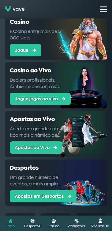 Apresentação da oferta Vave no celular